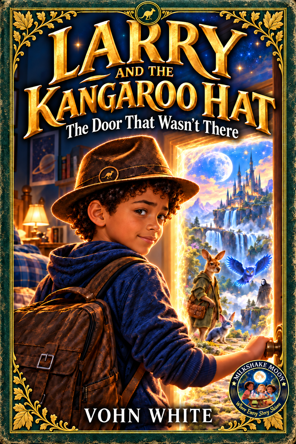 Approved front cover of Larry and the Kangaroo Hat: The Door That Wasn’t There by Vohn White